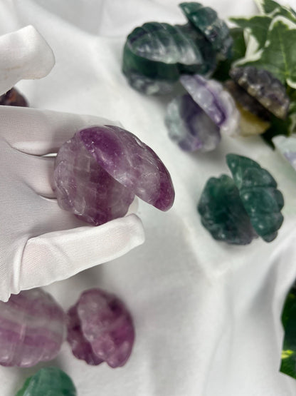 Fluorite Crystal Seashell Carving: Polished Gemstone Statue