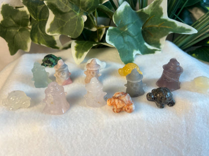 Carved Crystal Halloween Carvings: Kitty, Ghost, Turtle - Pick 3