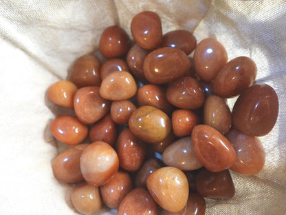 Red Aventurine Tumble Stone: Polished Crystal, Anxiety Relief