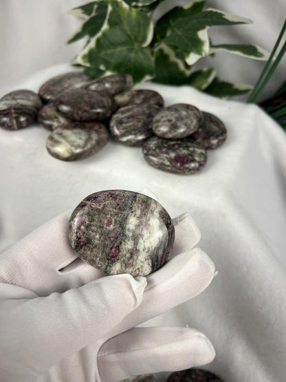 Arkansas Eudialyte Palm Stone: Natural Home Decor, Worry Stone Home Decor Worry Pocket Stress Anxiety Palm Stone
