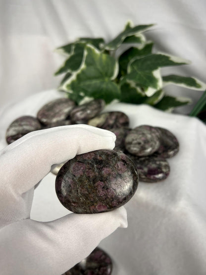 Arkansas Eudialyte Palm Stone: Natural Home Decor, Worry Stone Home Decor Worry Pocket Stress Anxiety Palm Stone