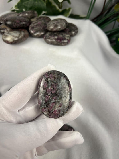 Arkansas Eudialyte Palm Stone: Natural Home Decor, Worry Stone Home Decor Worry Pocket Stress Anxiety Palm Stone
