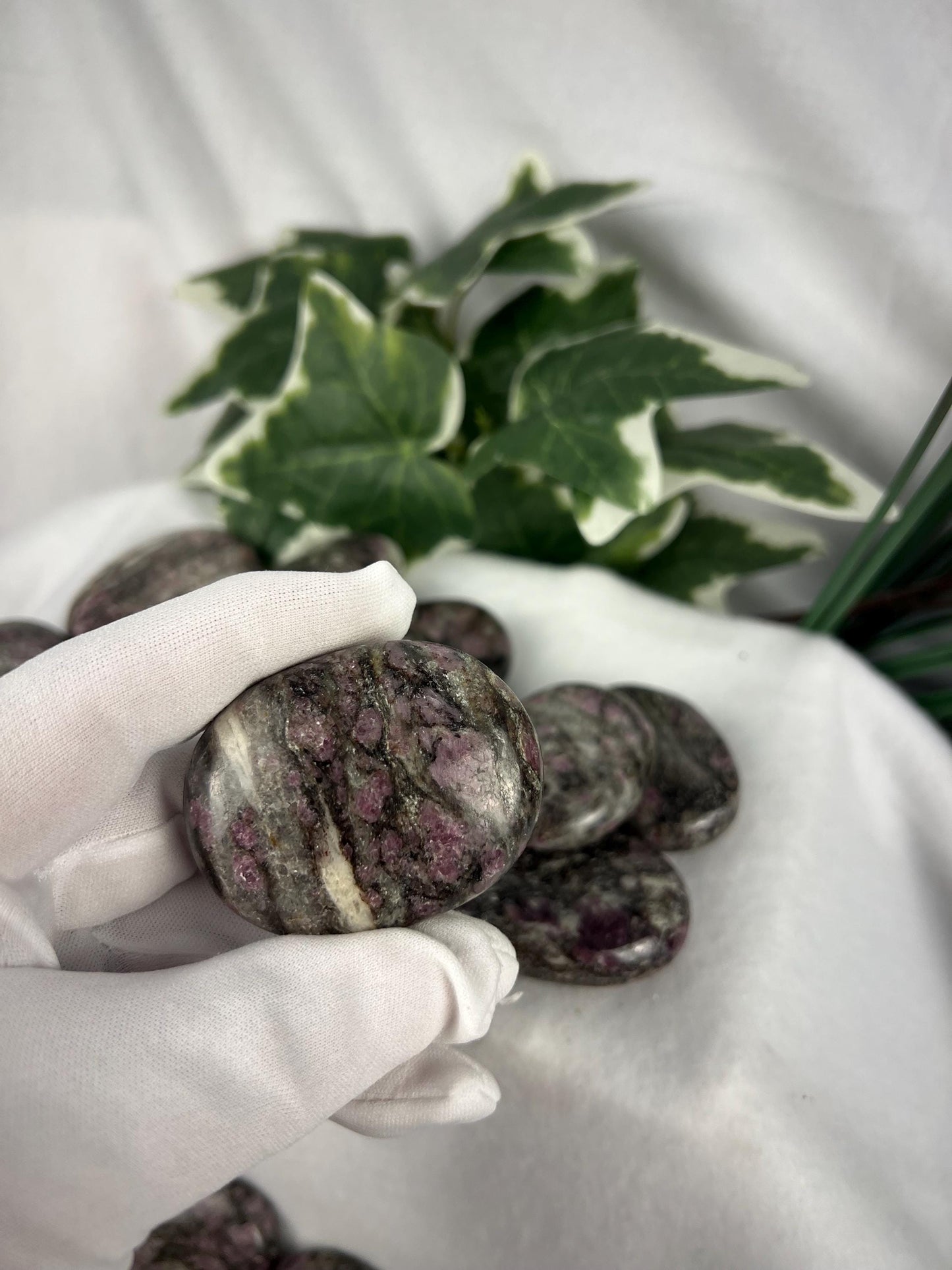 Arkansas Eudialyte Palm Stone: Natural Home Decor, Worry Stone Home Decor Worry Pocket Stress Anxiety Palm Stone