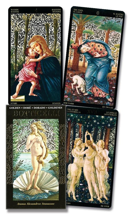 Golden Botticelli Tarot Deck 78 Cards Fully Licensed and Original Inclusive Tarot Deck Guidebook Home Decor Gift
