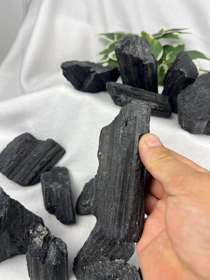 Raw Afghan Black Tourmaline Natural Crystal Raw Worry Stone Home Decor Anxiety Pocket Distraction Meditation Gift Birthday Christmas
