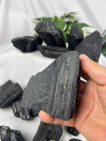 Raw Afghan Black Tourmaline Natural Crystal Raw Worry Stone Home Decor Anxiety Pocket Distraction Meditation Gift Birthday Christmas