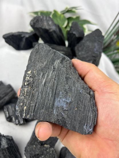 Raw Afghan Black Tourmaline Natural Crystal Raw Worry Stone Home Decor Anxiety Pocket Distraction Meditation Gift Birthday Christmas