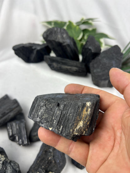 Raw Afghan Black Tourmaline Natural Crystal Raw Worry Stone Home Decor Anxiety Pocket Distraction Meditation Gift Birthday Christmas