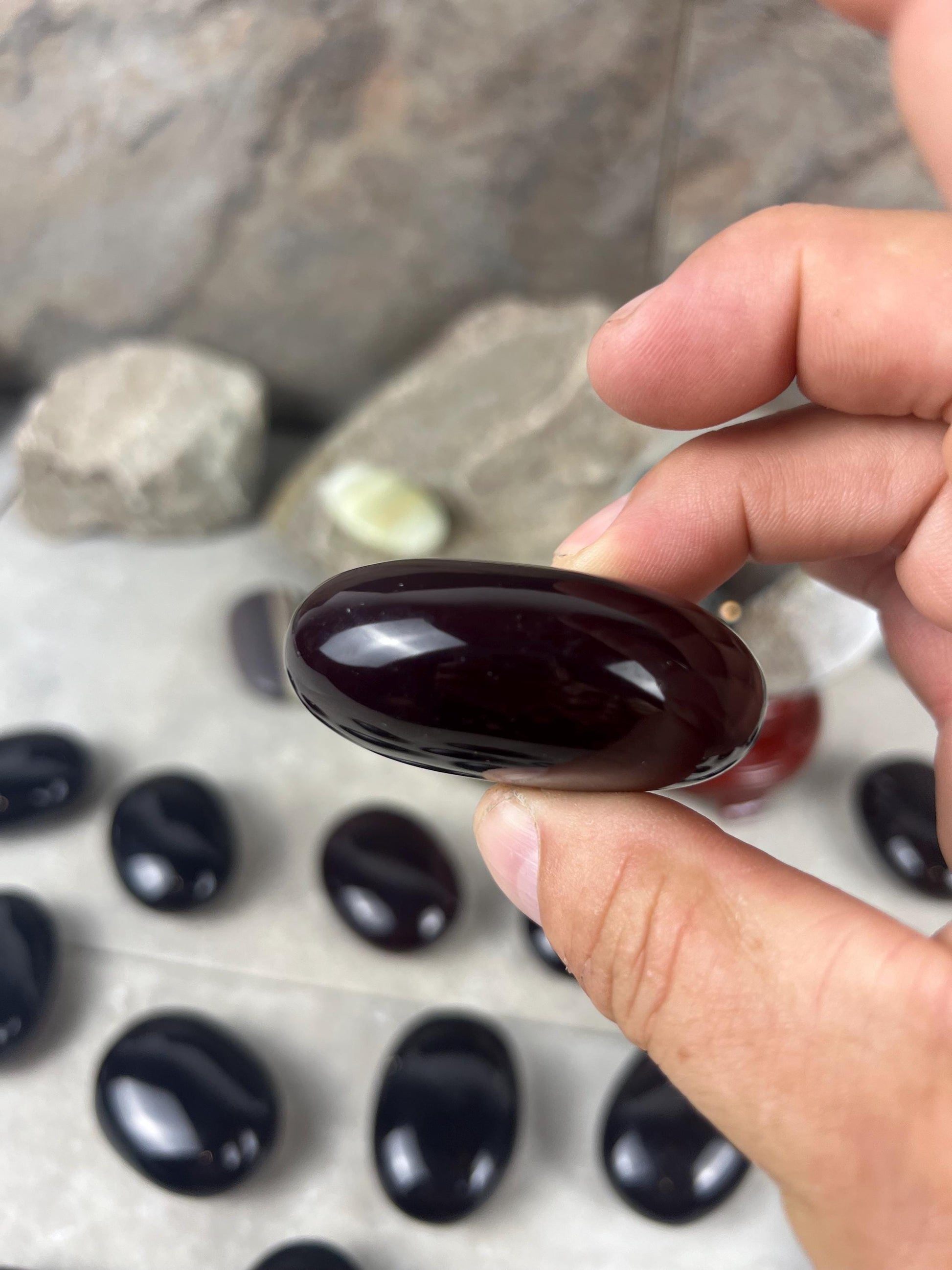 Resonance Blood Quartz Carved Crystal Sculpture: Anxiety Relief, Meditation Stone Home Decor Worry Pocket Stress Anxiety Palm Stone