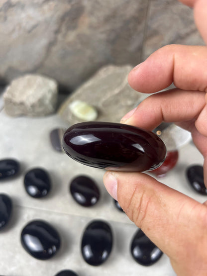 Resonance Blood Quartz Carved Crystal Sculpture: Anxiety Relief, Meditation Stone Home Decor Worry Pocket Stress Anxiety Palm Stone