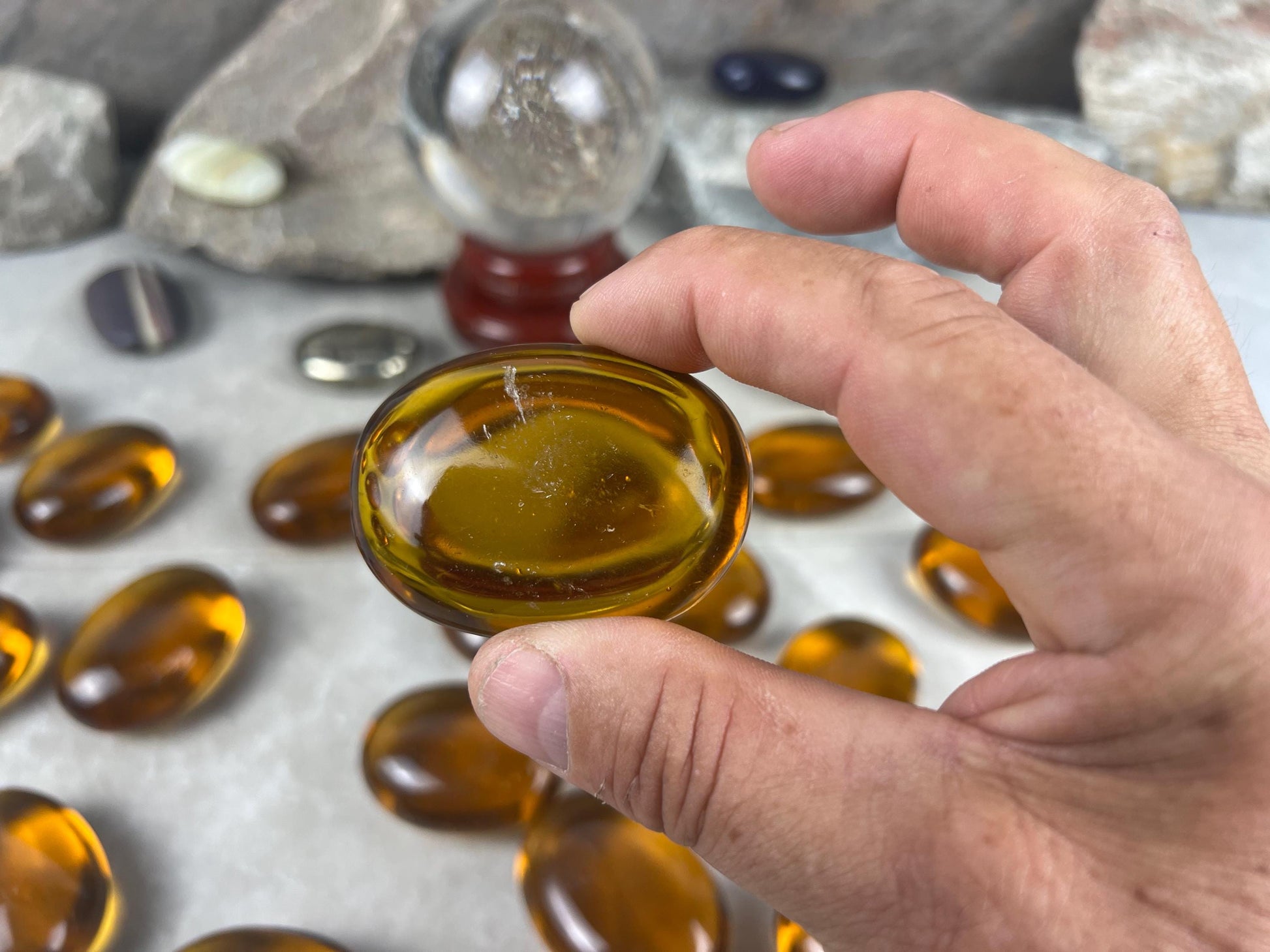 Yellow Quartz Palm Stone: Anxiety Relief Meditation Crystal Home Decor Worry Pocket Stress Anxiety Palm Stone