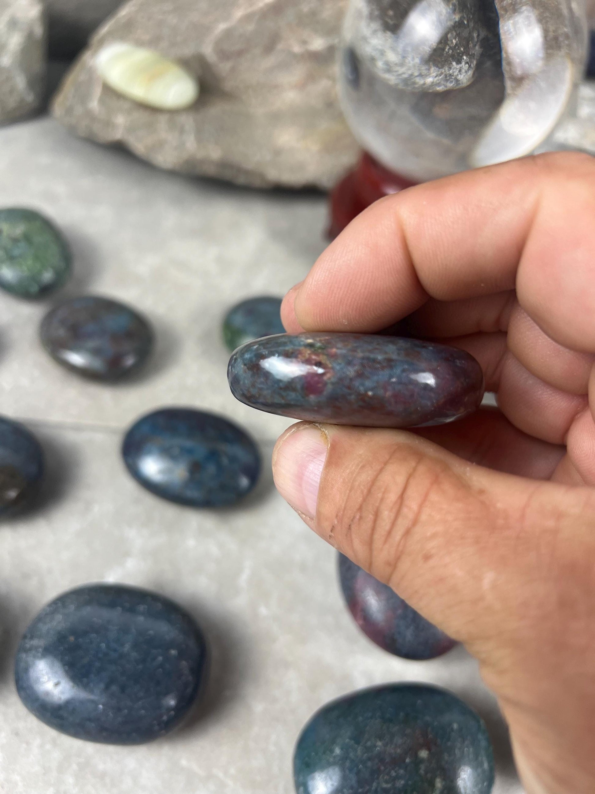 Ruby in Kyanite Matrix Palm Stone: Anxiety Relief, Home Decor Home Decor Worry Pocket Stress Anxiety Palm Stone