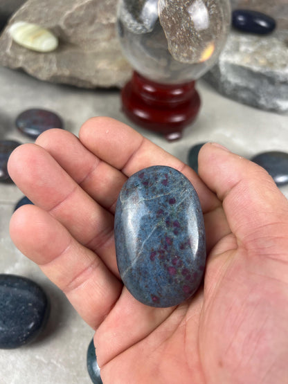 Ruby in Kyanite Matrix Palm Stone: Anxiety Relief, Home Decor Home Decor Worry Pocket Stress Anxiety Palm Stone