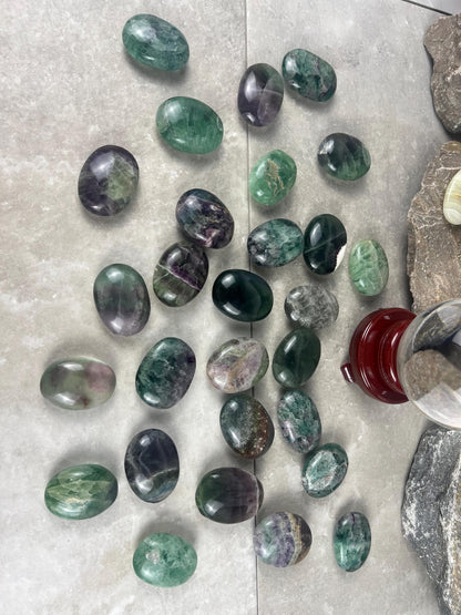 Rainbow Fluorite Palm Stone: Polished Crystal for Anxiety Relief Home Decor Worry Pocket Stress Anxiety Palm Stone