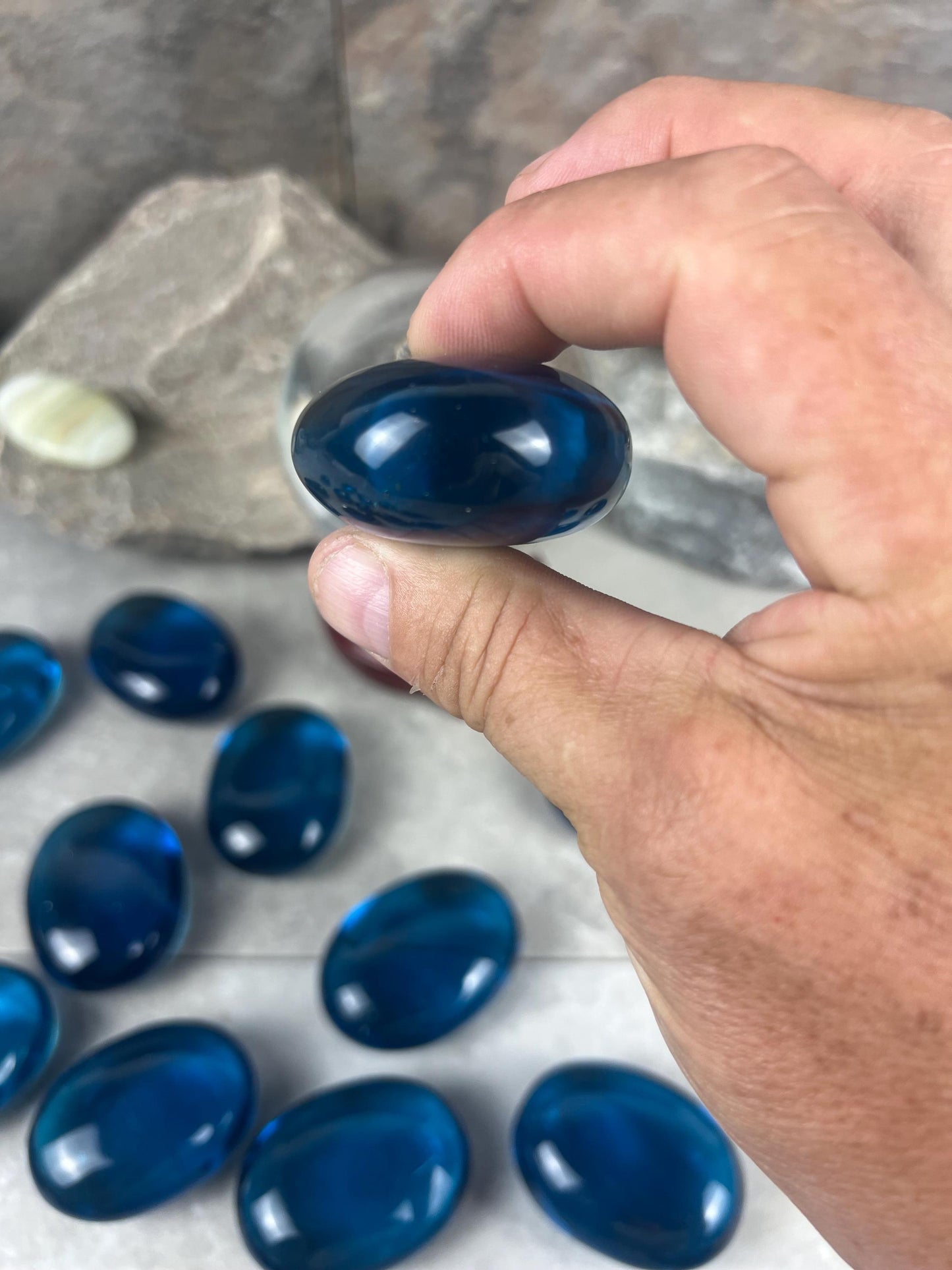 Blue Quartz Smelting Crystal Custom Stone Anxiety Relief Meditation Stone Xmas Palm Gift Worry Anxiety Christmas Birthday Home Decor Xmas