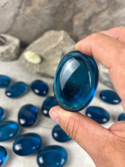 Blue Quartz Crystal: Anxiety Relief Meditation Stone - Xmas Gift Home Decor Worry Pocket Stress Anxiety Palm Stone