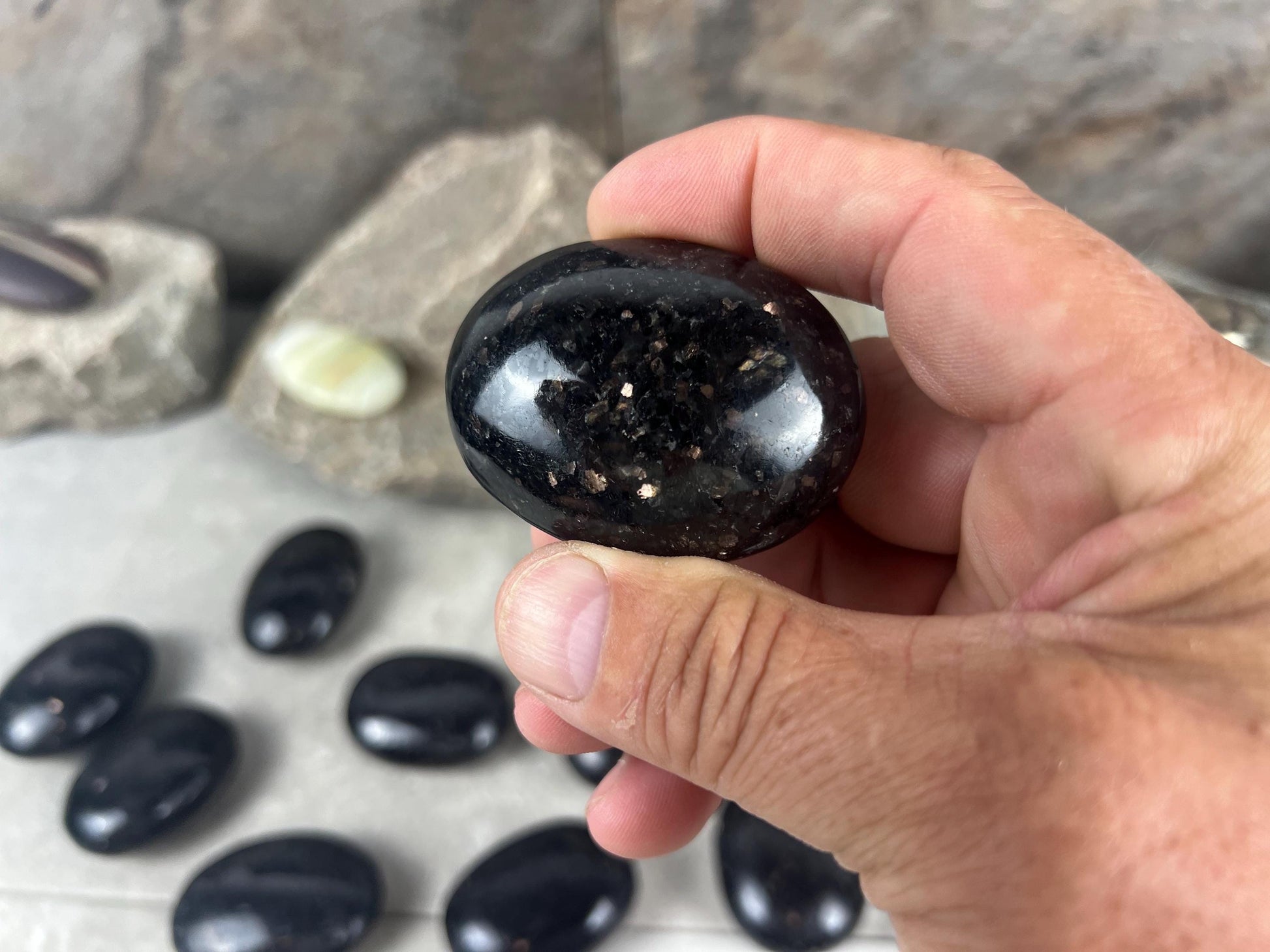 Galaxy Copper Palm Stone: Congolese Crystal for Meditation & Anxiety Home Decor Worry Pocket Stress Anxiety Palm Stone