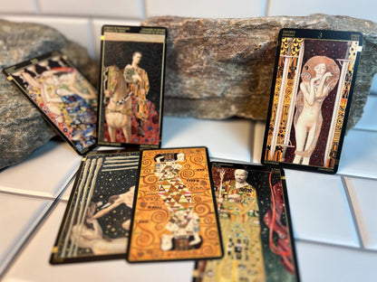 Golden Tarot of Klimt Deck 78 Cards Fully Licensed and Original Inclusive Tarot Deck Guidebook Home Decor Gift