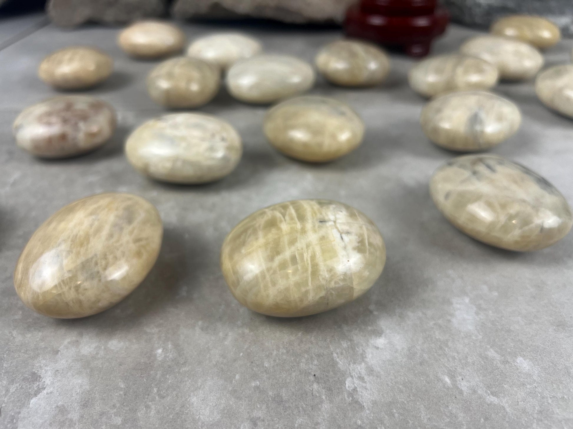 Sri Lanka Cream Moonstone Palm Stone Polished Carved Crystal Home Decor Distraction Worry Stress Anxiety Palm Pocket Christmas Xmas Gift