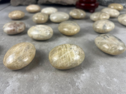 Sri Lanka Cream Moonstone Palm Stone: Polished Crystal Decor Home Decor Worry Pocket Stress Anxiety Palm Stone