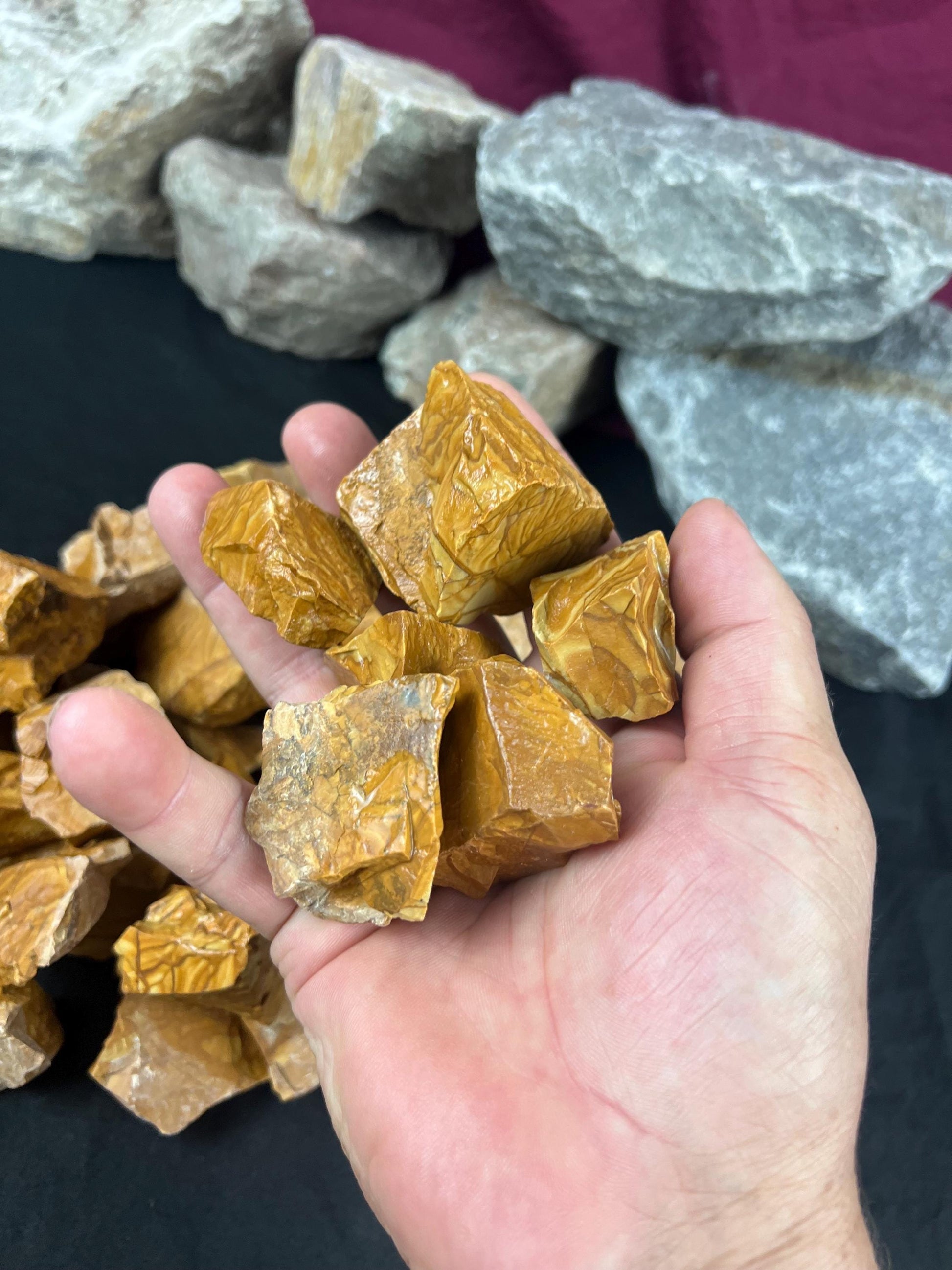 Raw Owyhee Jasper Picture Jasper Natural Palm Stone Smooth Polished Carved Crystal Worry Anxiety Distraction Meditation Christmas Xmas Gift