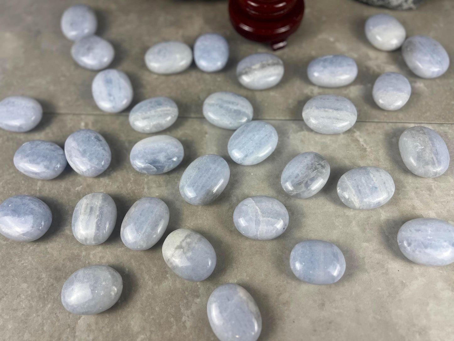 Blue Calcite Palm Santa Eulalia Worry Natural Crystal Polished Worry Stone Home Decor Anxiety Pocket Distraction Meditation Gift Christmas