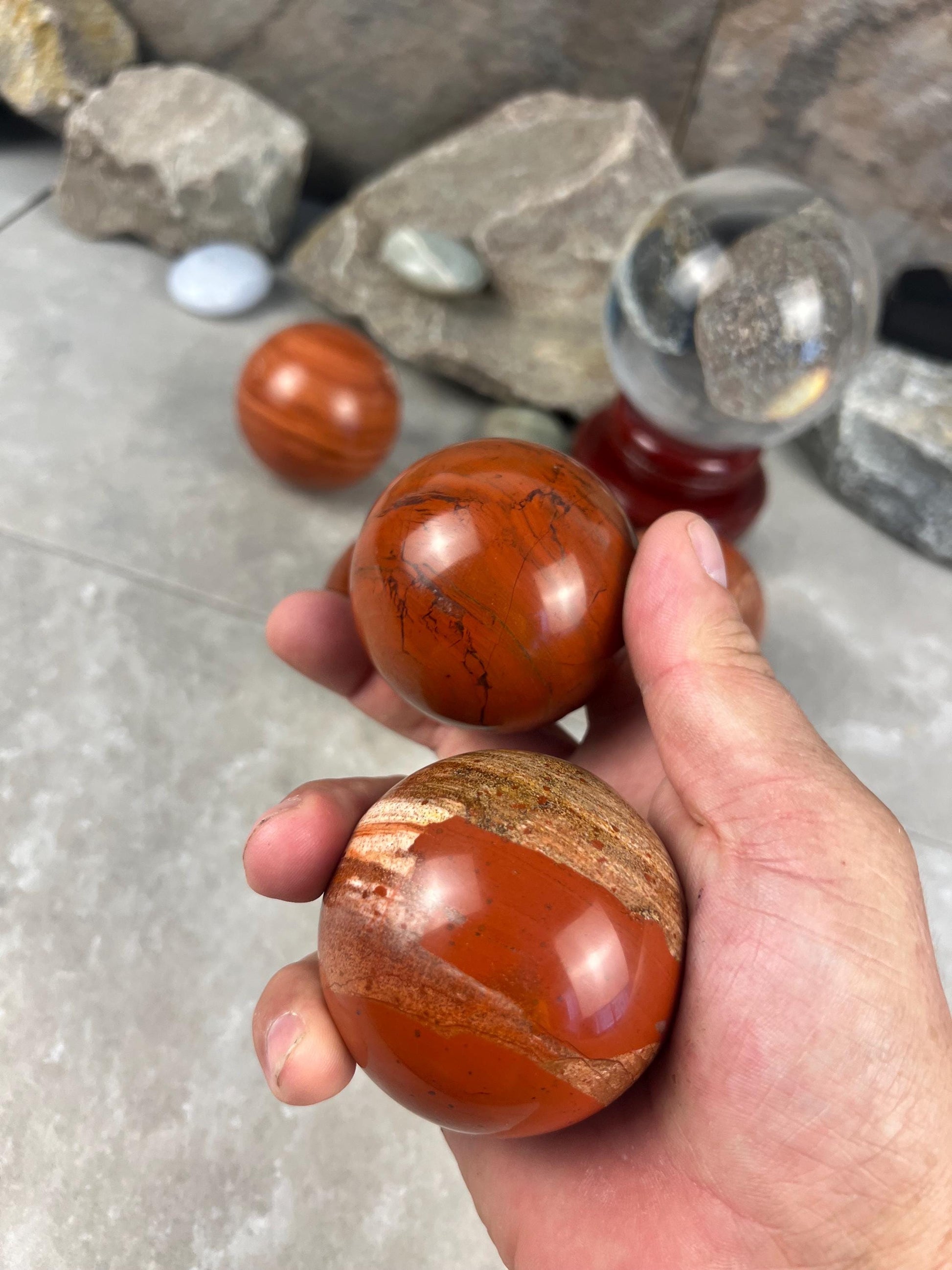 Egyptian Red Jasper Sphere Stone Reflective Home Decor Focus Aid Home Decor Pocket Desktop Gift Meditation Christmas Gifts