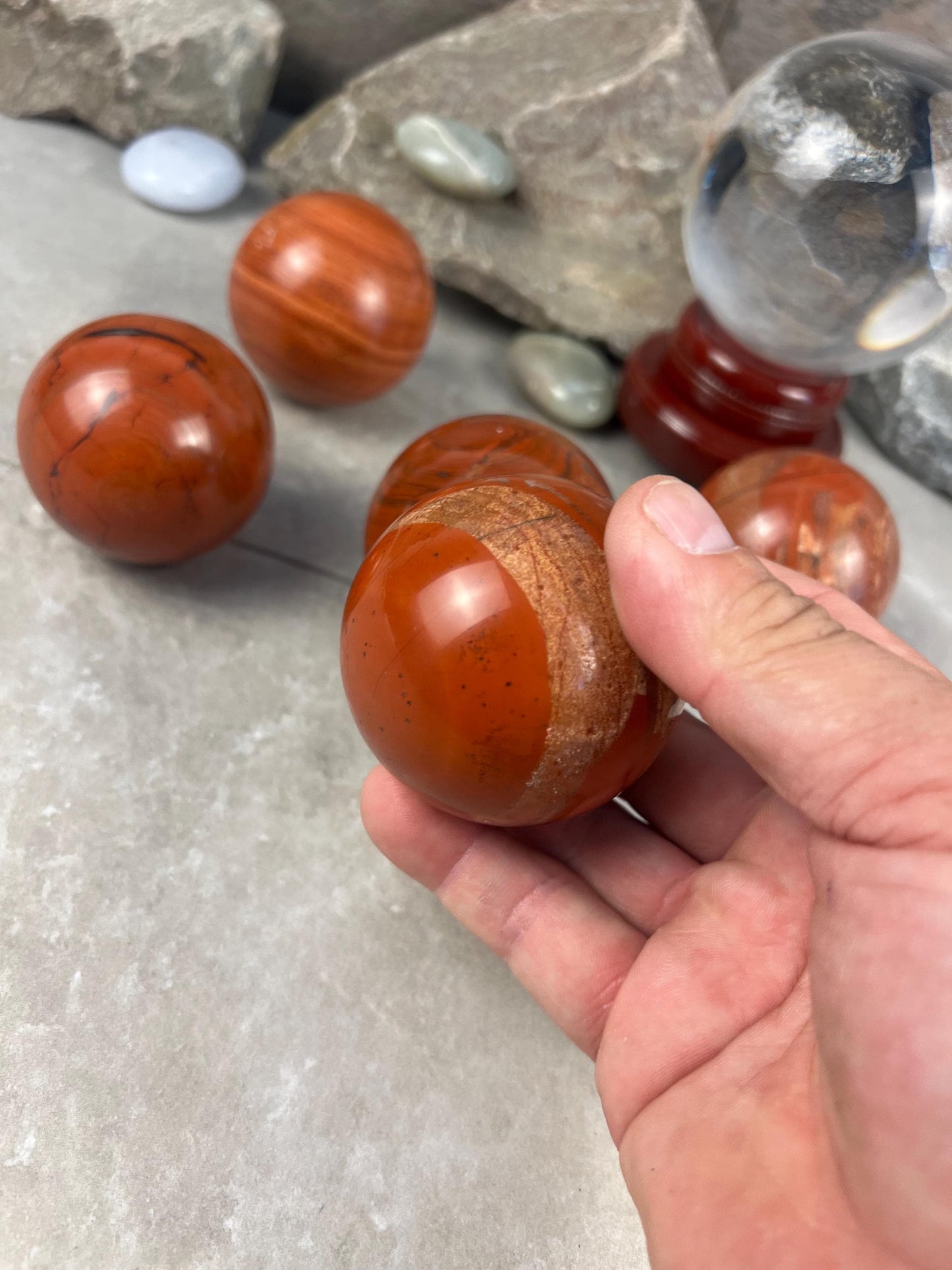 Egyptian Red Jasper Sphere Stone Reflective Home Decor Focus Aid Home Decor Pocket Desktop Gift Meditation Christmas Gifts