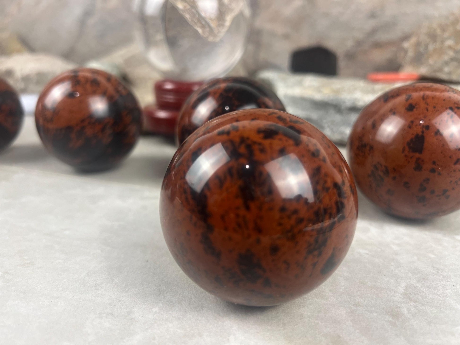 Oregon Mahogany Obsidian Sphere Stone Reflective Home Decor Focus Aid Home Decor Pocket Desktop Gift Meditation Christmas Gifts