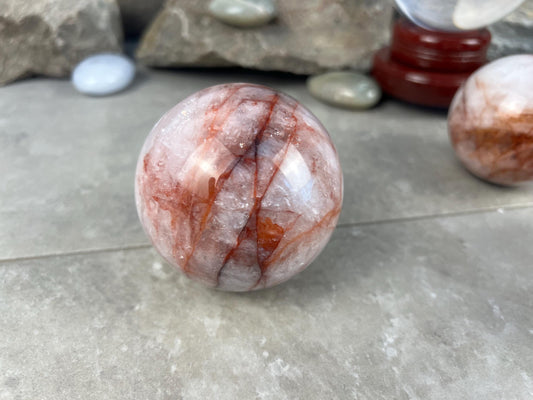 Chihuahua Hematoid Fire Quartz Sphere: Reflective Home Decor Stone