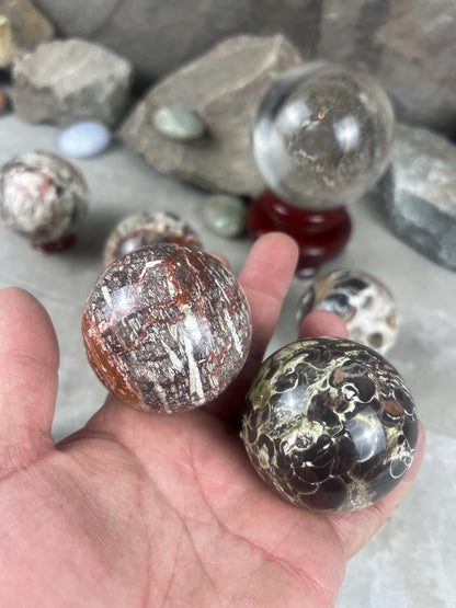 Banded Cherokee Agate Sphere, Reflective Home Decor Stone