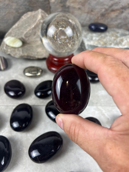 Resonance Blood Quartz Carved Crystal Sculpture: Anxiety Relief, Meditation Stone Home Decor Worry Pocket Stress Anxiety Palm Stone