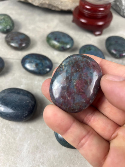 Ruby in Kyanite Matrix Palm Stone: Anxiety Relief, Home Decor Home Decor Worry Pocket Stress Anxiety Palm Stone