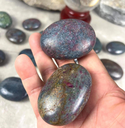 Ruby in Kyanite Matrix Palm Stone: Anxiety Relief, Home Decor Home Decor Worry Pocket Stress Anxiety Palm Stone
