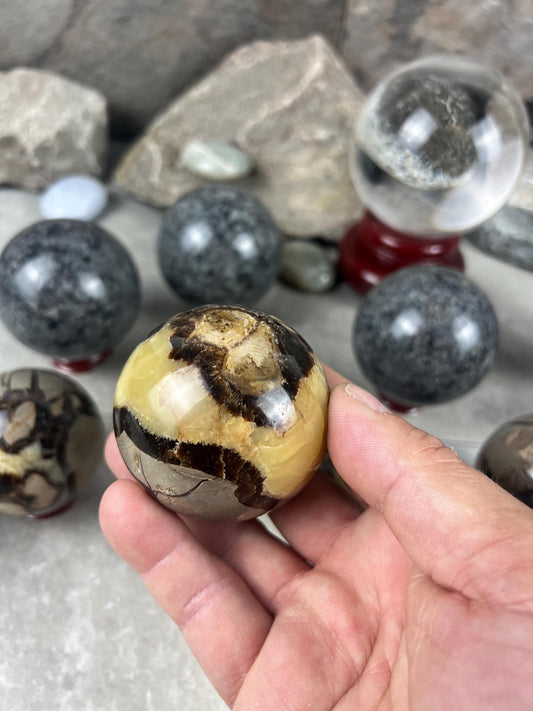 Yooperlite and Septarian Sphere Polished Stone, Meditation Gift