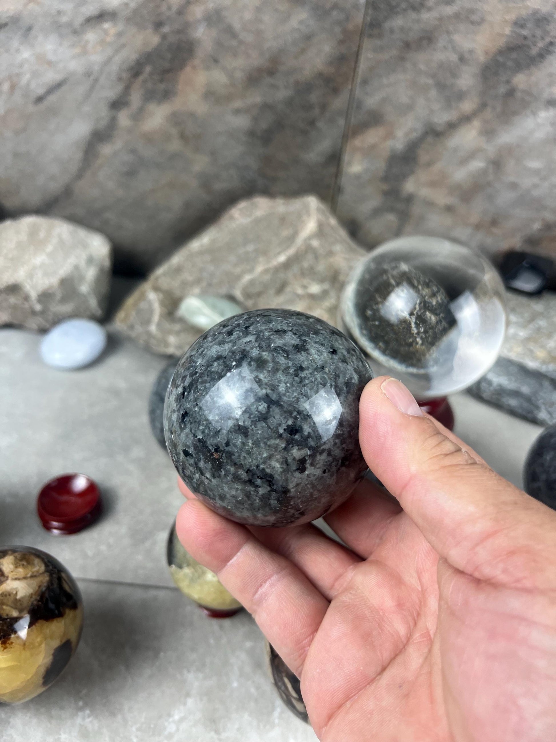 Yooperlite and Septarian Sphere Polished Stone, Meditation Gift