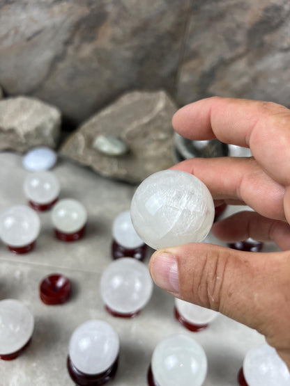 Polished German Ice Calcite Sphere Meditation, Anxiety & Worry Stone