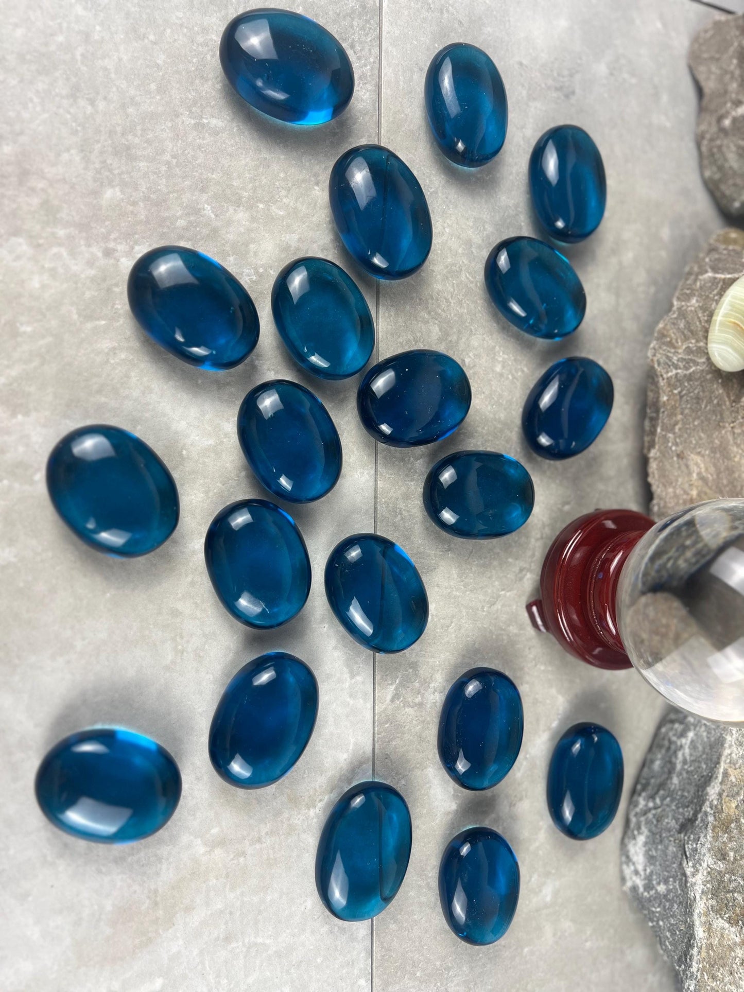 Blue Quartz Crystal: Anxiety Relief Meditation Stone - Xmas Gift Home Decor Worry Pocket Stress Anxiety Palm Stone
