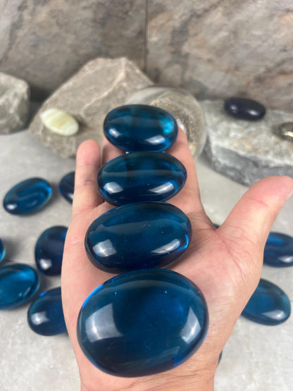 Blue Quartz Crystal: Anxiety Relief Meditation Stone - Xmas Gift Home Decor Worry Pocket Stress Anxiety Palm Stone