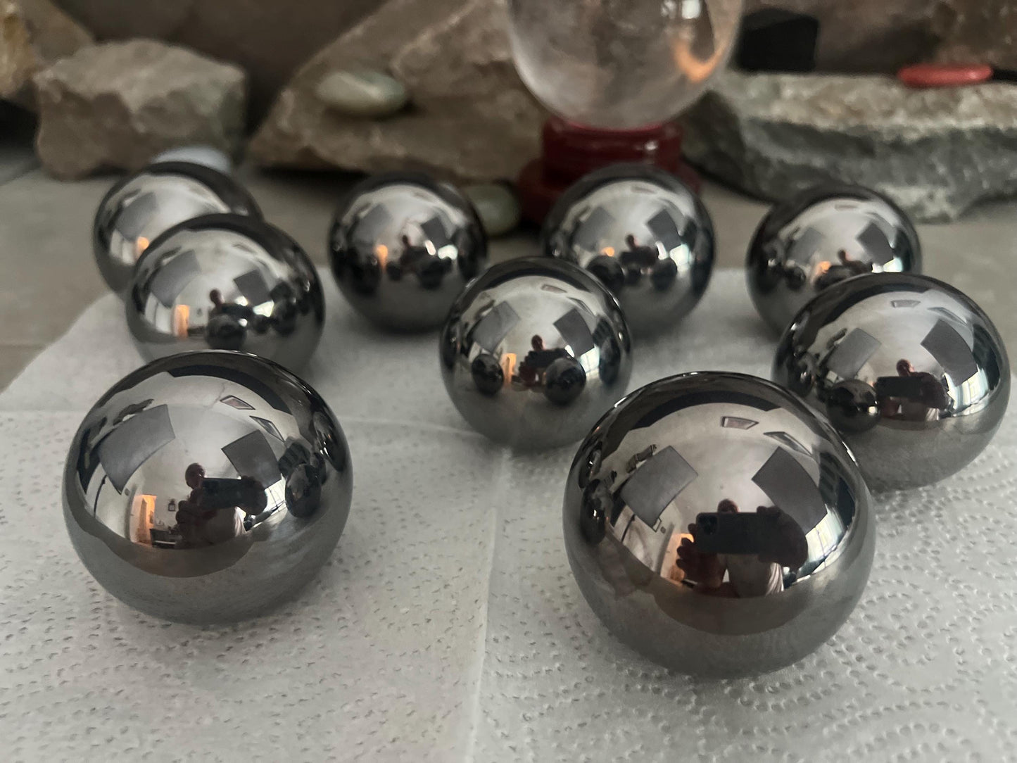 High Frequency Terahertz Sphere Stone: Reflective Home Decor, Focus Aid