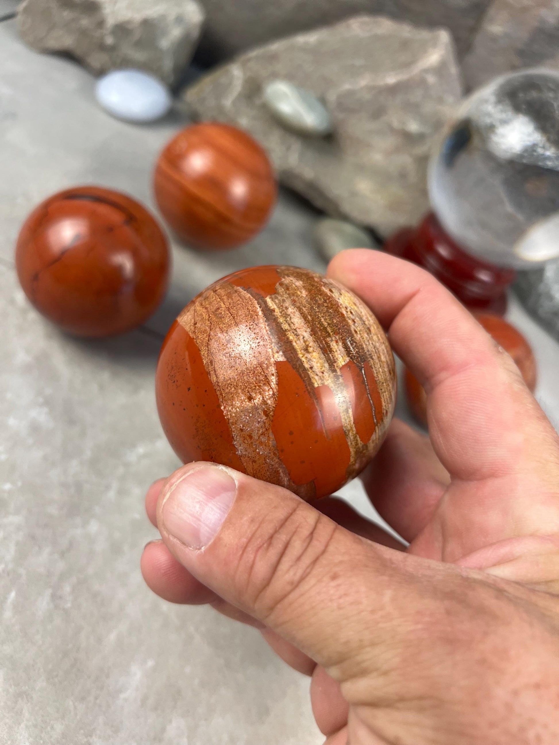 Egyptian Red Jasper Sphere Stone Reflective Home Decor Focus Aid Home Decor Pocket Desktop Gift Meditation Christmas Gifts