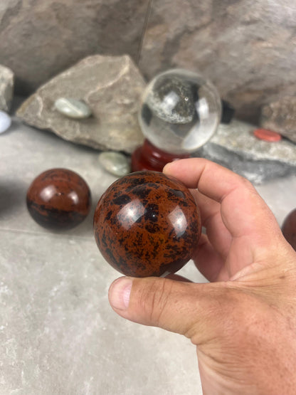 Oregon Mahogany Obsidian Sphere: Reflective Stone Decor, Focus Aid