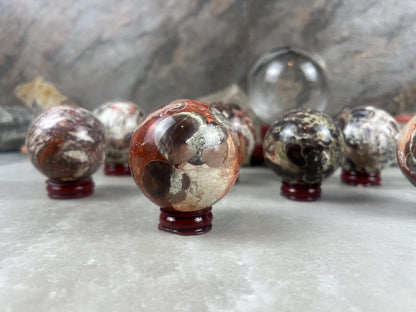 Banded Cherokee Agate Sphere, Reflective Home Decor Stone
