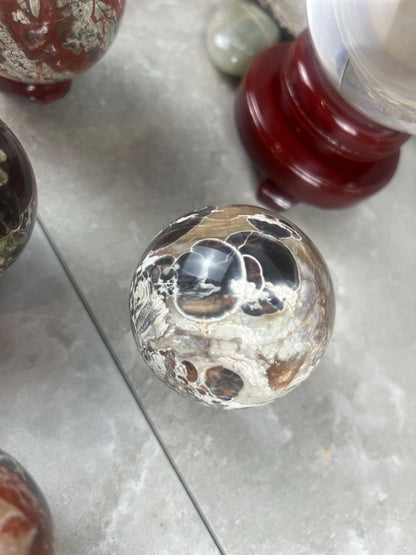 Banded Cherokee Agate Sphere, Reflective Home Decor Stone