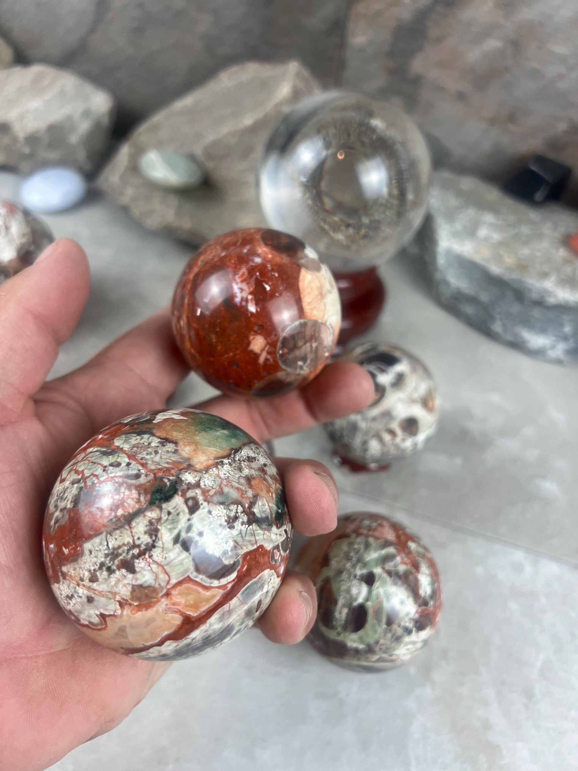 Cherokee Agate Sphere Home Decor Christmas XSmas Birthday Gift Reflective Home Decor Stone
