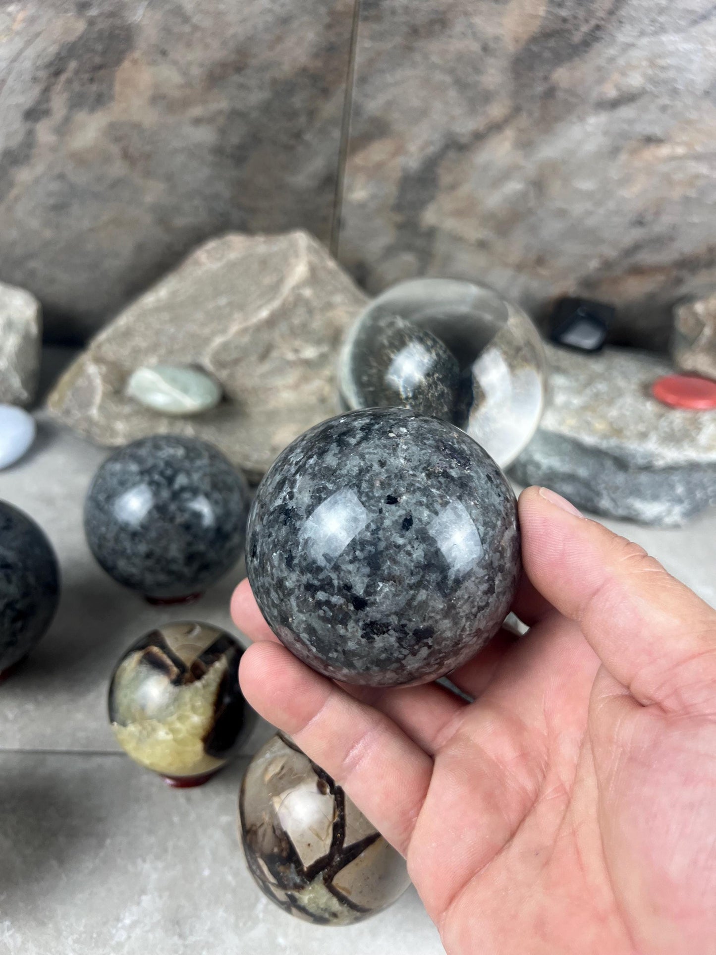 Yooperlite and Septarian Sphere Polished Stone, Meditation Gift