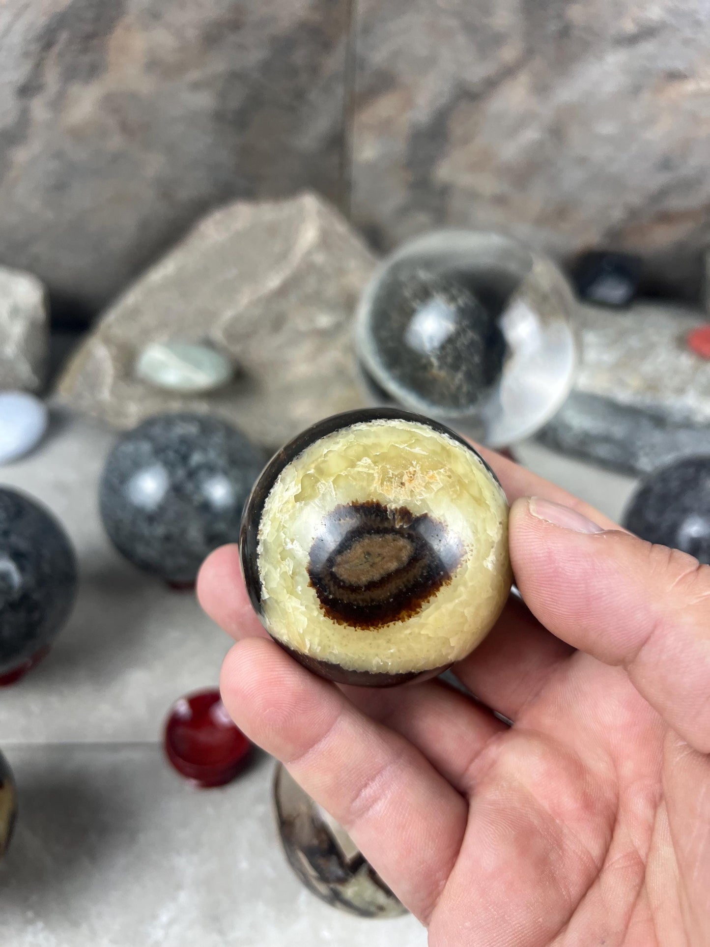 Yooperlite and Septarian Sphere Polished Stone, Meditation Gift
