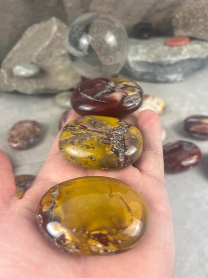 Mooka Creek Mookaite Jasper Palm Stone: Polished Worry Stone, Chakra Healing Home Decor Worry Pocket Stress Anxiety Palm Stone