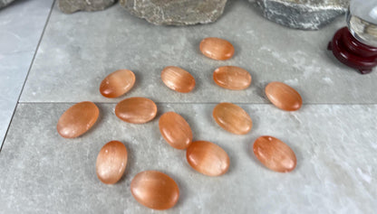 Turkish Mandarin Orange Selenite Palm Stone: Natural Crystal for Anxiety Relief Home Decor Worry Pocket Stress Anxiety Palm Stone