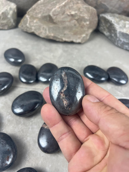Egyptian Polished Hematite Palm Stone: Anxiety Worry Meditation Decor Home Decor Worry Pocket Stress Anxiety Palm Stone